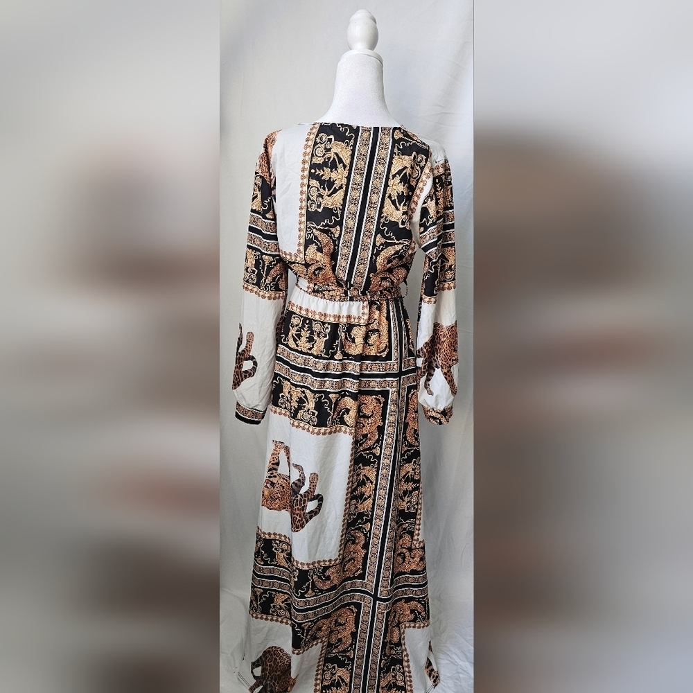 Boohoo Leopard & Baroque Print Wrap Dress – Size 20 (XL) - Picture 3 of 6